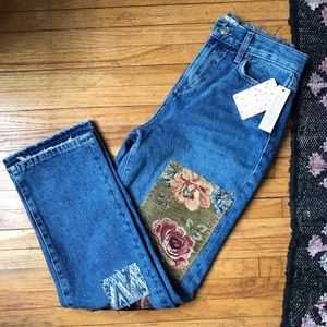 Free People High Rise Patchwork Jean NWT